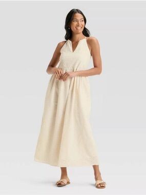 Universal Thread Ivory Halter Eyelet Maxi Dress